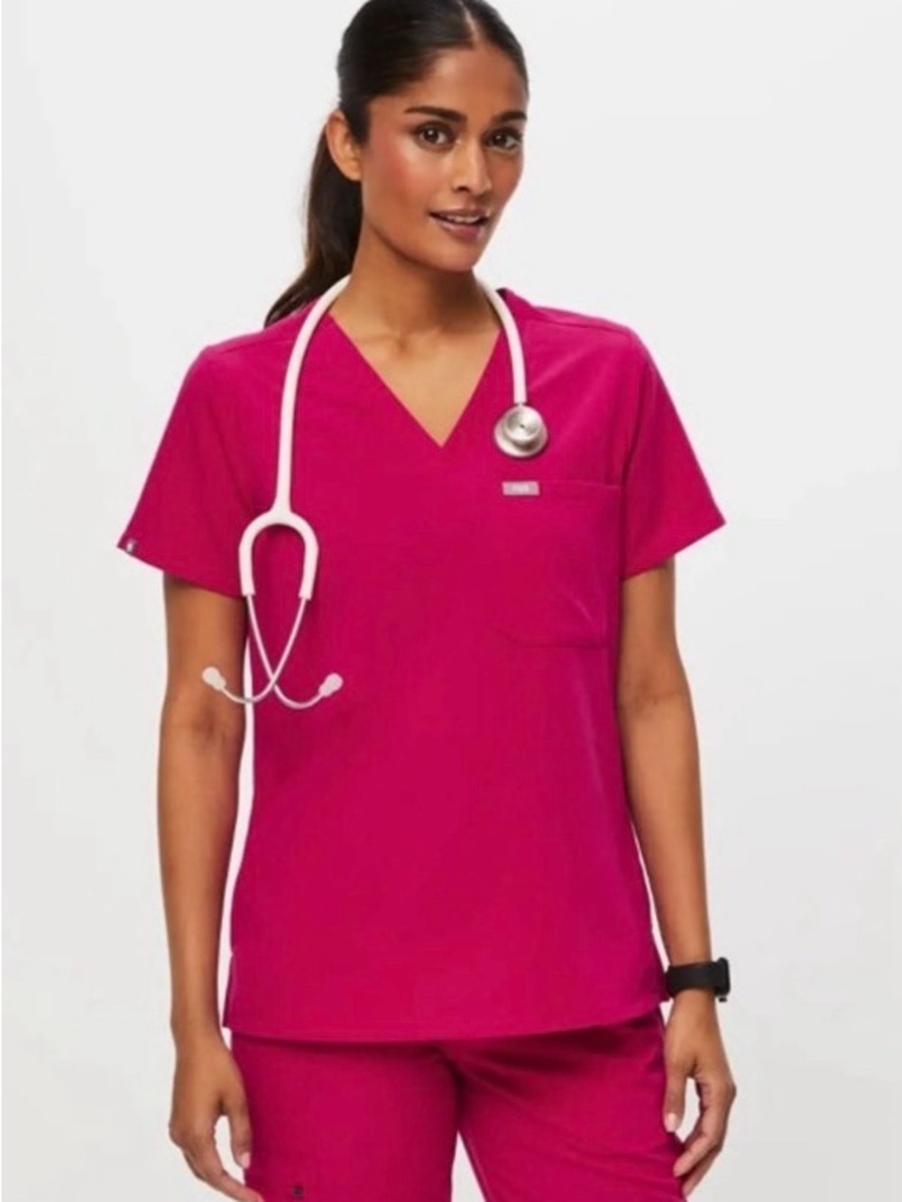 FIGS hot pink scrub set